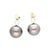 Natural 3.40 carat black pearl drop earrings set in 18K yellow and white gold with 0.94 carat fancy yellow and 1.49 carat...