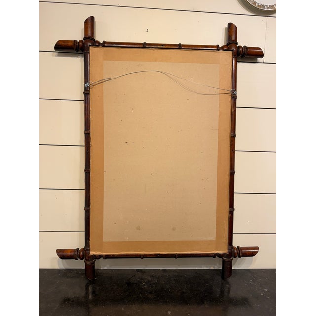 Brown Antique Faux Bamboo Mirror For Sale - Image 8 of 8