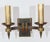 Pair of French brass sconces newly rewired for candelabra bulbs. The brass candle covers are new custom made, unlacquered...