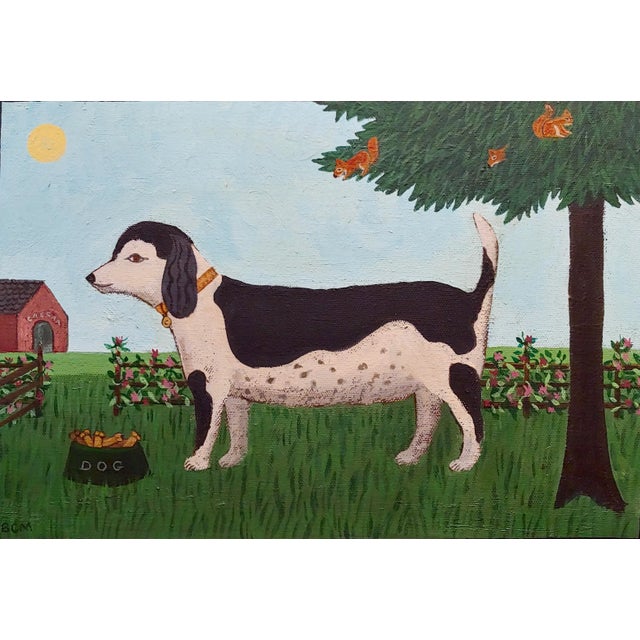 American Barbara Chipman Moment -Caesar the Jack Russel Dog -Naive Oil Painting For Sale - Image 3 of 8