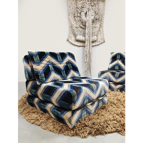 Vintage Daybed with Geometric Pattern, 1970s For Sale - Image 4 of 11