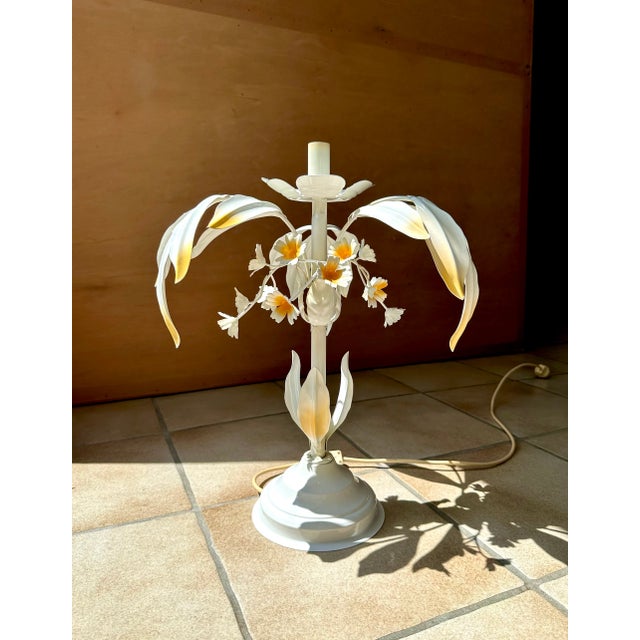 Florentine Style Plant-Shaped Table Lamp in Metal & Opal Glass by Sergio Terzani, Italy 1970s For Sale - Image 17 of 18