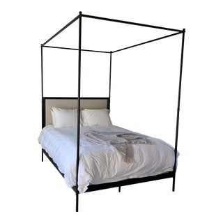 Restoration Hardware 19th C. Style French Iron Canopy Fabric Bed For Sale