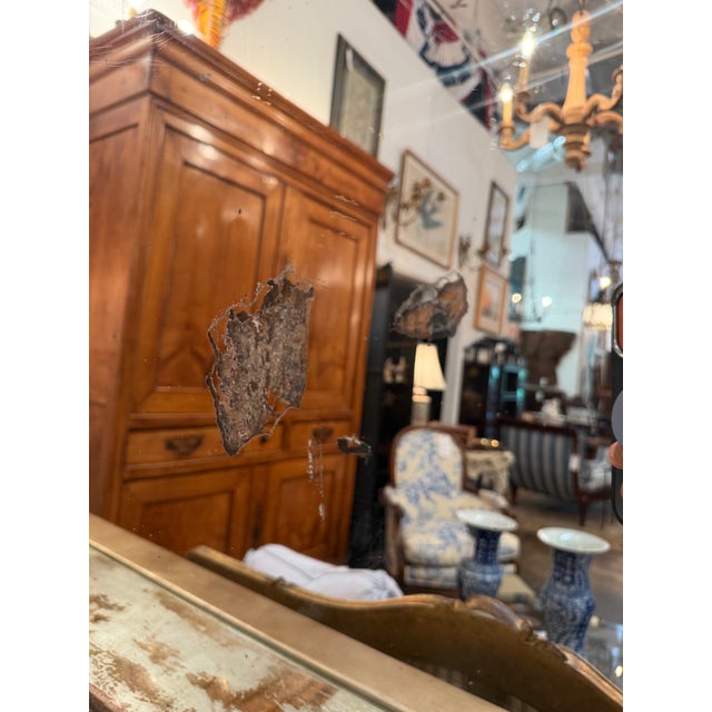 Wood Antique 19th-Century French Louis XVI Style Painted & Gilded Trumeau Mirror For Sale - Image 7 of 7