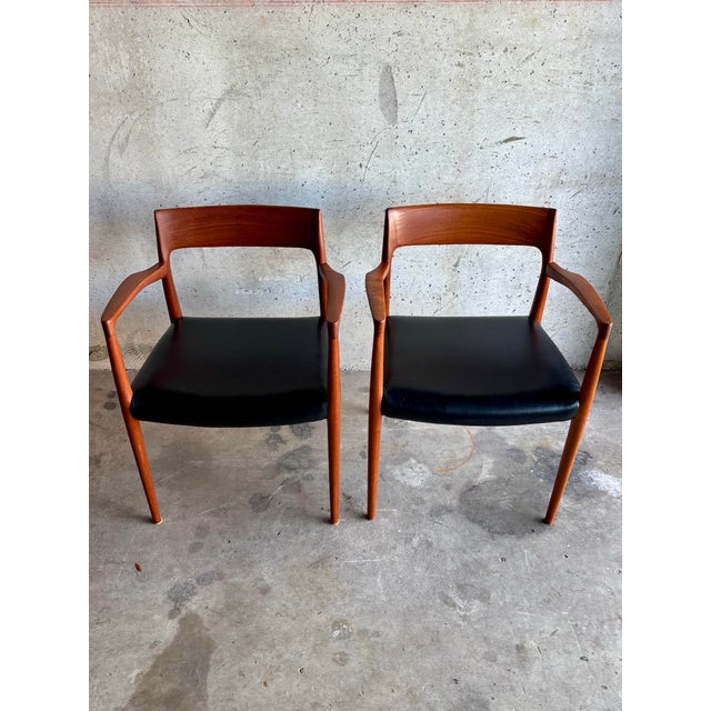 1960s Vintage Danish Modern Armchairs – Niels Otto Møller Model 57, Teak, a Pair For Sale - Image 5 of 10