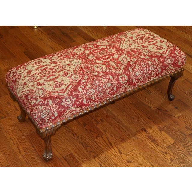 1980s 1980s Continental Style Persian Rug Pattern Foot Stool Ottoman Window Bench For Sale - Image 5 of 12