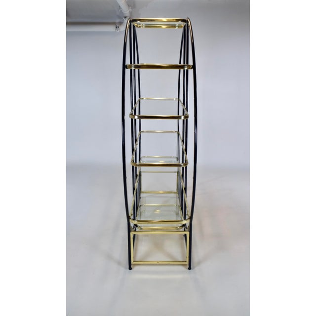 Black Large Hollywood Regency Circular Etegere Vitrine After Milo Baughman For Sale - Image 8 of 12