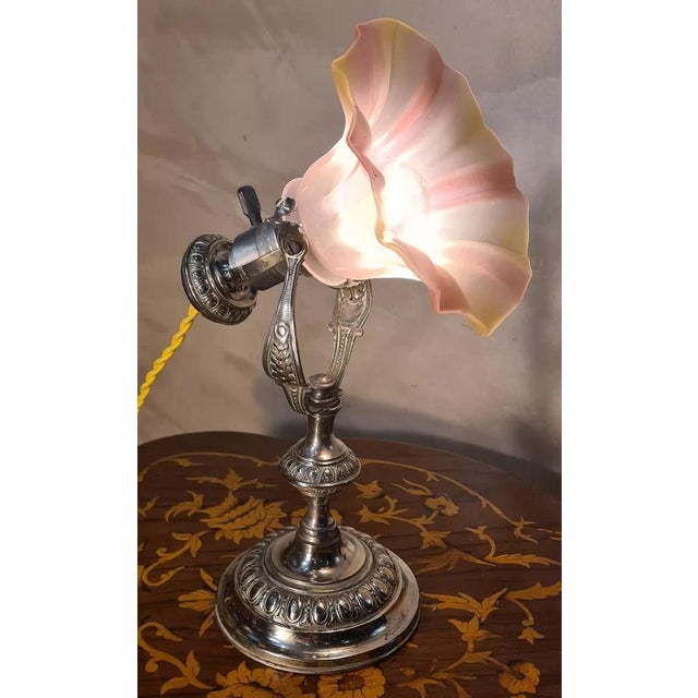 Art Nouveau Nickel-Plated Bronze Marine Lamp, 1900, in Flawless conditions. Designed 1890 to 1919 European Plug (up to...