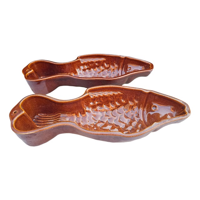 Ceramic Fish-Shaped Molds, 1960s, Set of 2 For Sale