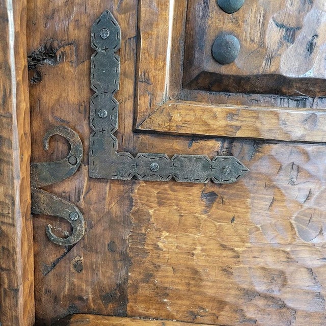 Handcrafted Solid Wood Rustic Exterior Double Door – Custom Mexican Design Made to Order For Sale - Image 10 of 15