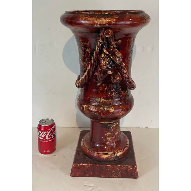Timeless Large Italian Red Glaze Pedestal Urn, showroom floor sample