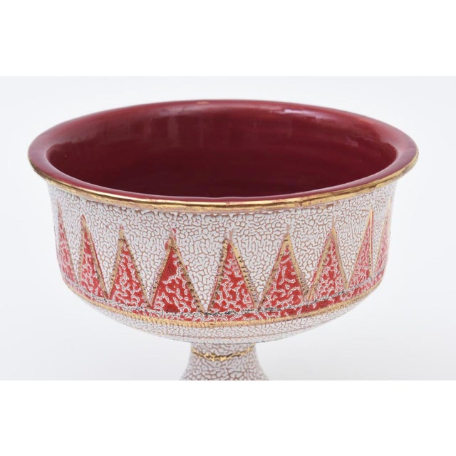 Bitossi Vintage Italian Ceramic Lava Pedestal Bowl by Fratelli Fanciullaci for Bitossi, 1960's For Sale - Image 4 of 12
