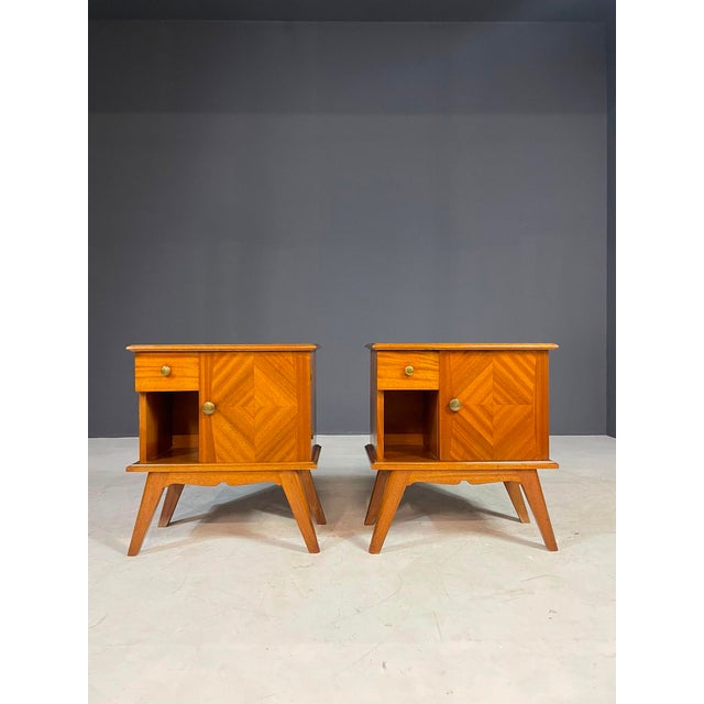 Mid-Century Modern Mid-Century Modern Wooden Nightstands, 1940s, Set of 2 For Sale - Image 3 of 15
