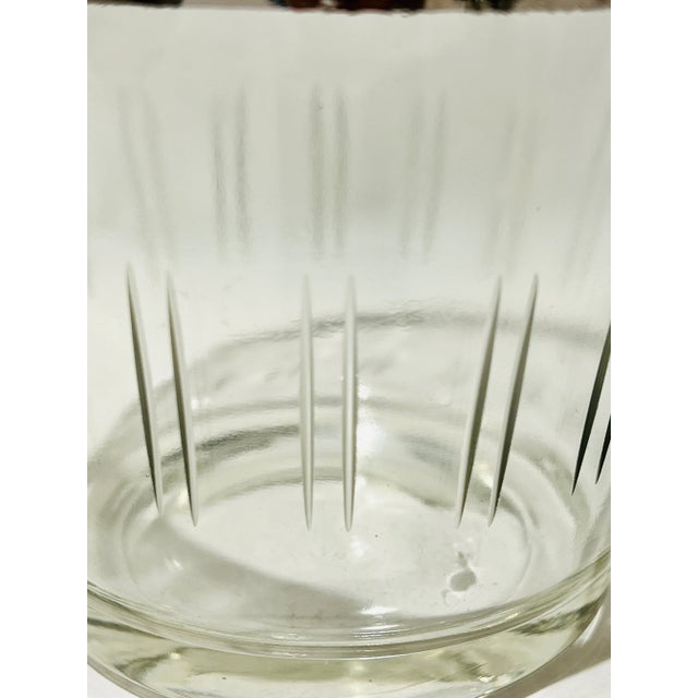 Vintage Mid-Century Modern Small Ice Bucket Barware Glass Cut Silver Rim For Sale In Washington DC - Image 6 of 8