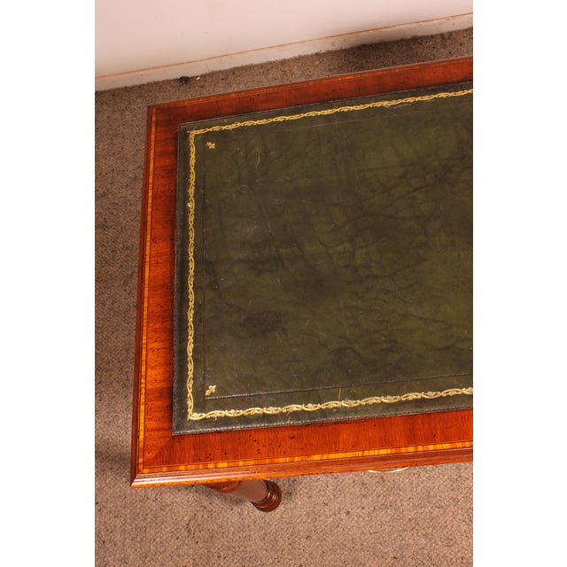 Mahogany Flat Desk with Drawers and Inlays, 19th-Century For Sale - Image 12 of 14