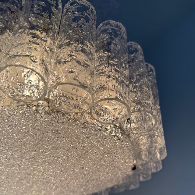 Vintage German Ice Glass Ceiling Lamp from Doria Leuchten, Germany, 1970s For Sale - Image 4 of 18