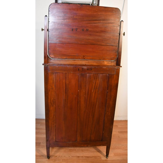 1900s English Hepplewhite Mahogany Inlaid Low & High Dressers With Mirrors Chests of Drawers For Sale - Image 13 of 18