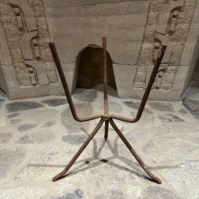 1950s Sculptural Midcentury Rusty Tripod Planter Pedestal Stand For Sale - Image 11 of 11