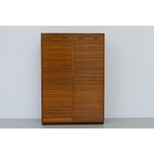 1930s Danish Art Deco Oak Double Tambour Archive Cabinet, 1930s. For Sale - Image 5 of 18