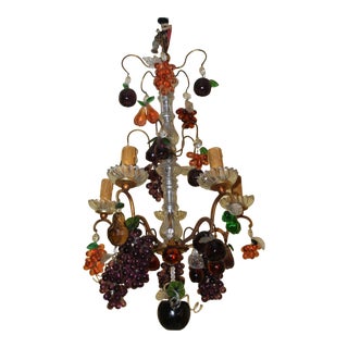 19th Century Antique French Louis XV Style Gilt Bronze Crystal Cage & Murano Fruit Chandelier For Sale