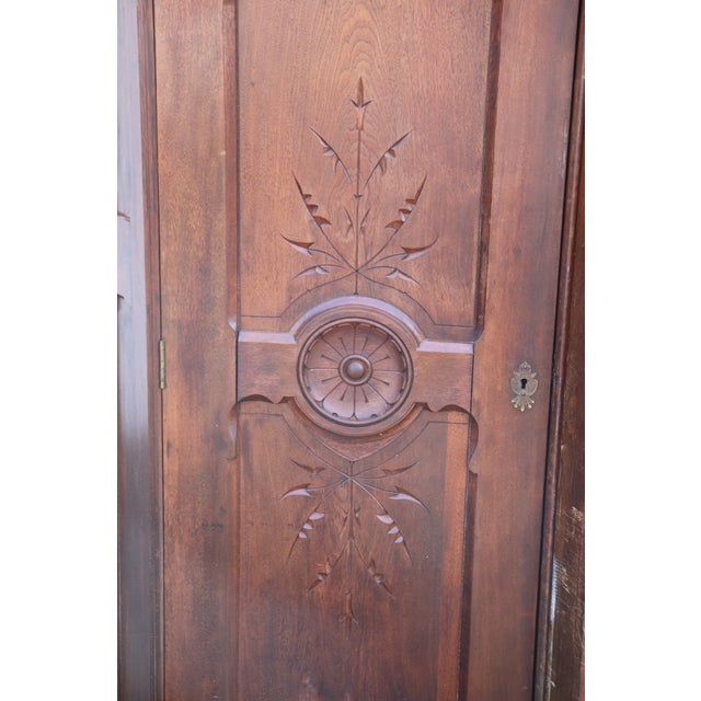 Brown Antique Carved Walnut American Victorian Armoire Attributed to Daniel Pabst For Sale - Image 8 of 12