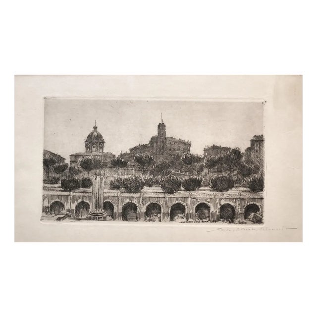 Carlo Alberto Petrucci, View of Rome, Original Etching and Drypoint, 1964 For Sale