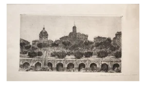 Carlo Alberto Petrucci, View of Rome, Original Etching and Drypoint, 1964