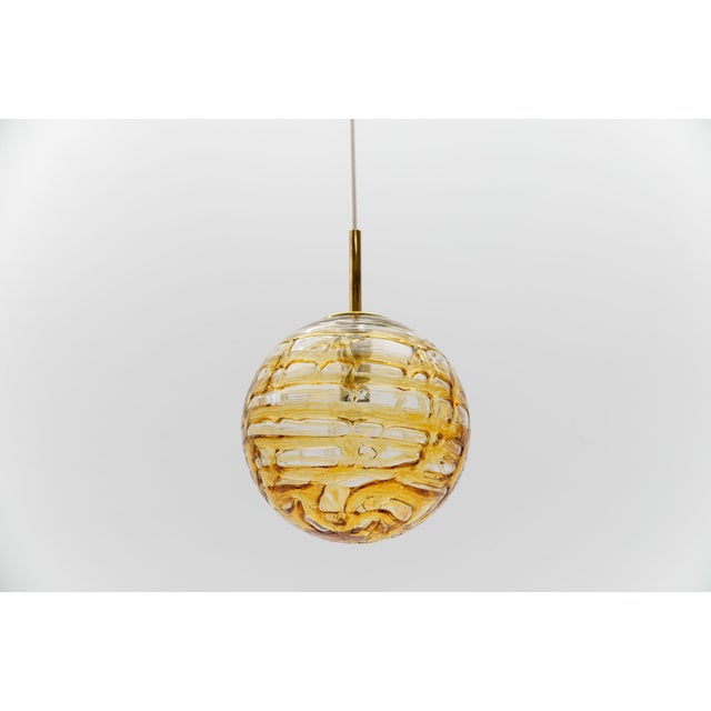 1960s Yellow Murano Glass Ball Pendant Lamp from Doria Leuchten, 1960s For Sale - Image 5 of 11