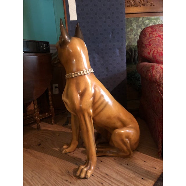 Sculpture Materials 1960s Vintage Malwar Chalk Ware Near Life Size Great Dane Sculpture For Sale - Image 7 of 12