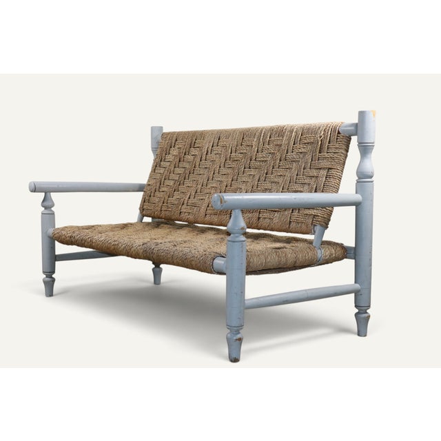 Mid-Century Modern Vintage Bench in Braided Rope and Painted Wood, 1950s For Sale - Image 3 of 18