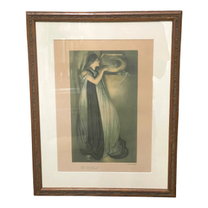 Signed - John W. Alexander - The Pot of Basil - Art Nouveau 1800s Lithograph