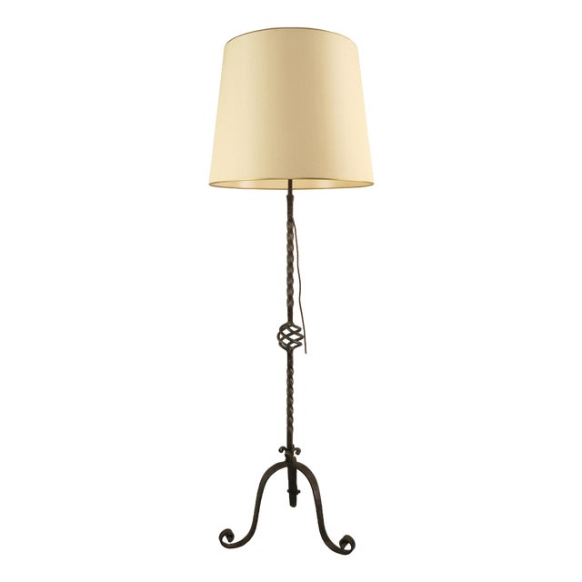 Large Wrought Iron Floor Lamp, France, 1930s For Sale