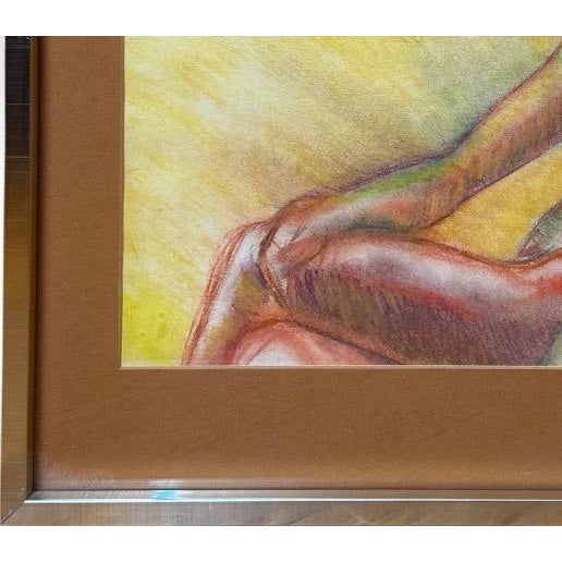 Electric Yellow 1990s Original Andi Pepper Expressive Nude Figure Study Drawing Vibrant Mid Century Modern Style For Sale - Image 8 of 11