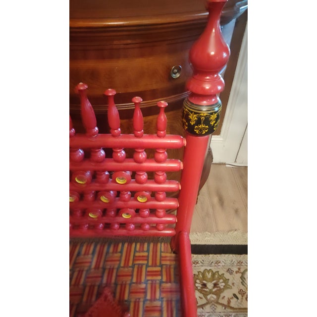 Vintage Pakistani Punjabi Tribal Wedding Chair & Wooden Charpai Cot For Sale - Image 4 of 15