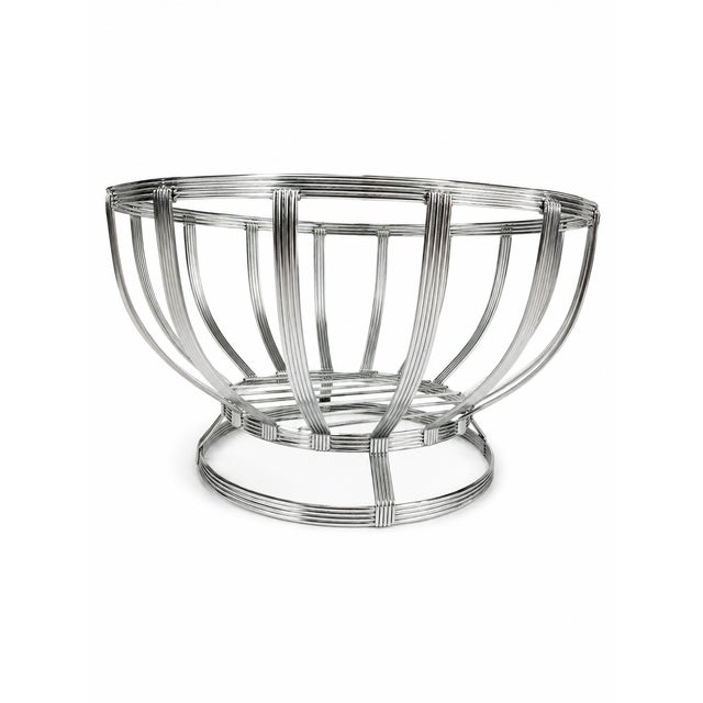 Vintage Sculptural Silver-Tone Metal Wire Fruit Basket, 11” For Sale - Image 4 of 4
