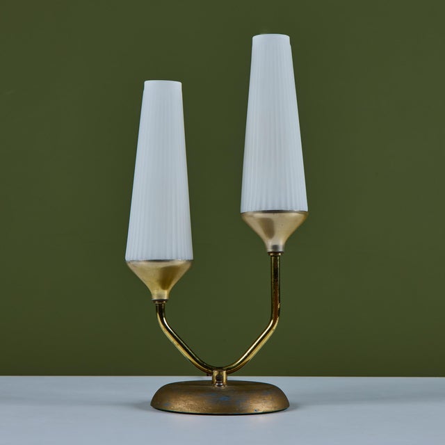 Petite Milk Glass Table Lamp With Pedestal Base For Sale - Image 11 of 16