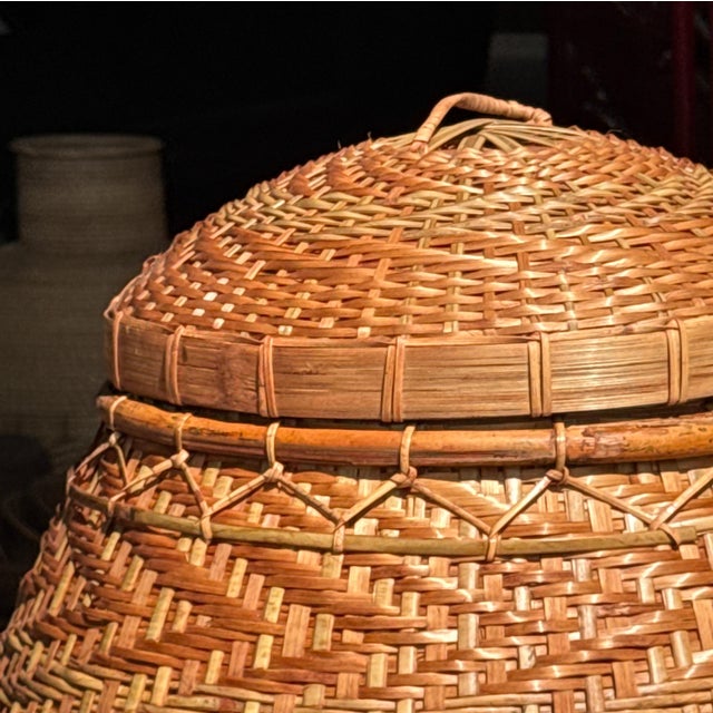 Large Indonesian Oval Wickerwork Basket with Lid For Sale - Image 14 of 18