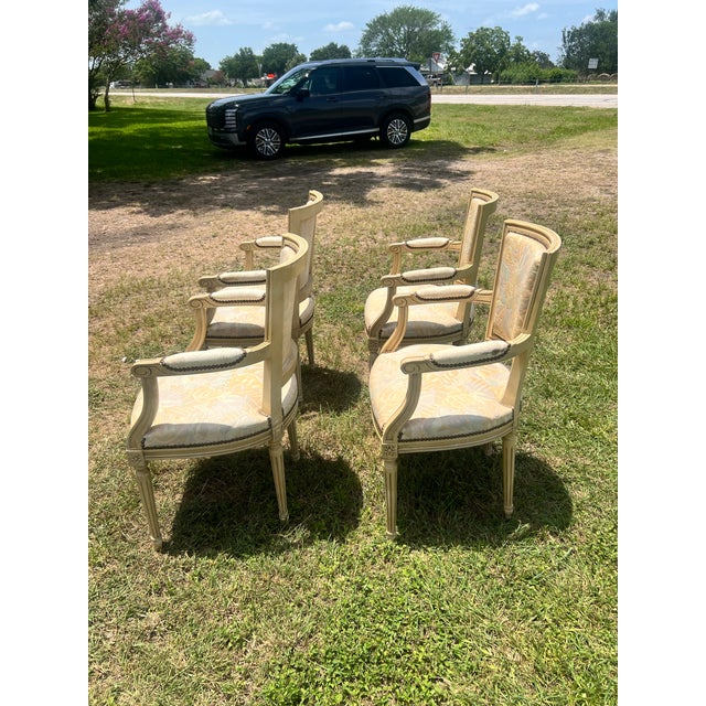 French 19th Century Louis XVI Arm Chairs - Set of 4 For Sale - Image 6 of 9