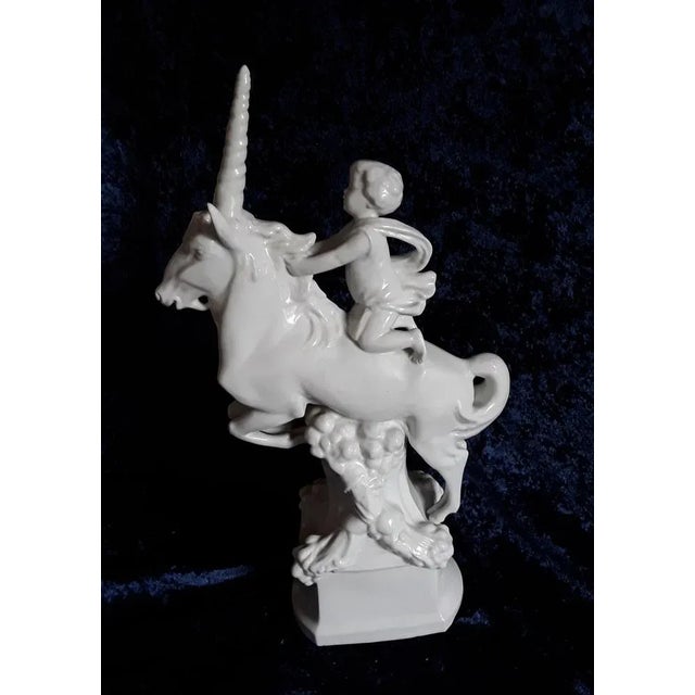 Vintage German Art Deco Unicorn Rider Sculpture by Ens Volksstedt Rudolstadt, 1920s For Sale - Image 4 of 9