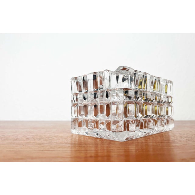 Mid-Century Modern Crystal Glass Stacking Ashtray and Box from Julia, Poland, 1960s, Set of 2, in Very Good conditions....