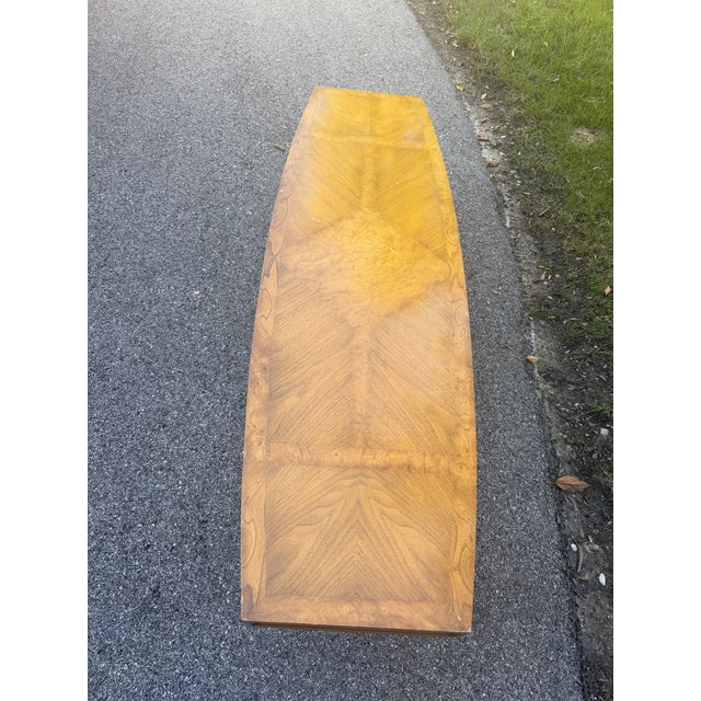 1970s Vintage Mid-Century Modern Long Burlwood Coffee Table For Sale - Image 5 of 9