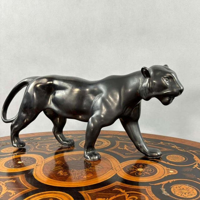 Large Ceramic Leopard Sculpture by Izsépy Margit, 1970s For Sale - Image 9 of 9