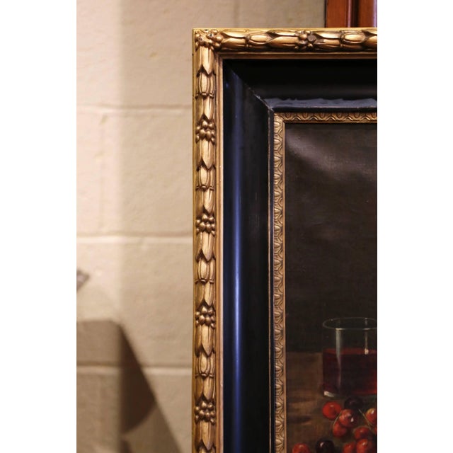 19th Century French Signed Oil on Canvas Painting in Carved Gilt Frame For Sale - Image 4 of 11