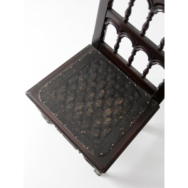 Antique Victorian Spindle Back Chair With Leather Seat For Sale - Image 11 of 16