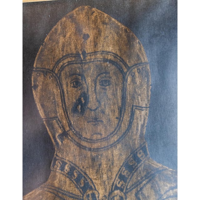 Late 20th Century Framed 37x18 Gold Wax Brass Rubbing Knight Henry Rochforth 1470 For Sale - Image 4 of 9