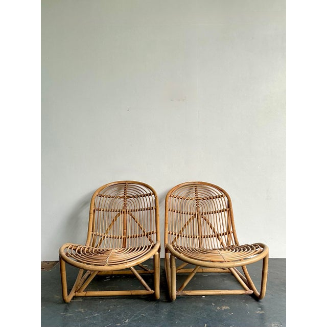 Tan Vintage Bent Rattan Chaise Lounge - A Pair For Sale - Image 8 of 12