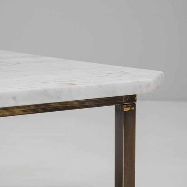20th Century Italian Brass Coffee Table With Marble Top For Sale - Image 12 of 18