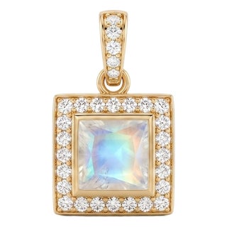 Rainbow Moonstone Pendant | June Birthstone Pendant | Dainty Stacking Gemstone Pendant for Woman For Sale