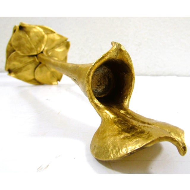 Late 19th Century Pair Art Nouveau German Cast Brass Calla Lily Candlesticks Attributed to Richard Müller For Sale - Image 12 of 13