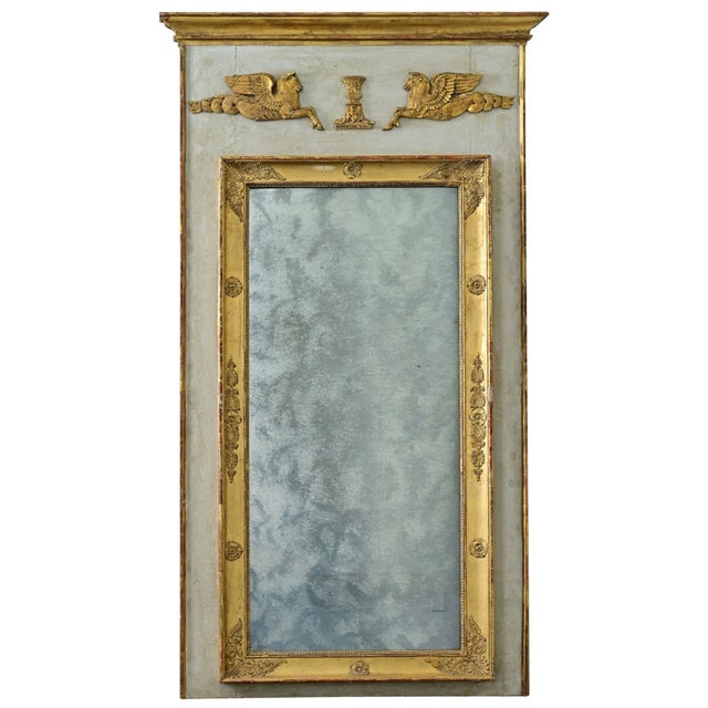 French 19th Century Empire Painted & Gilt Trumeau Mirror For Sale - Image 12 of 12